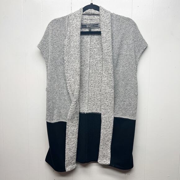 BNCI Colorblock Open Front Women's Cardigan Size Small Cap Sleeves Long Line - Picture 1 of 9